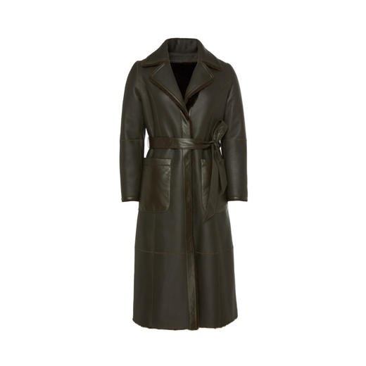 EITIE爱特爱冬季时尚复古翻领皮草外套女中长款羊皮大衣6093709 商品图4