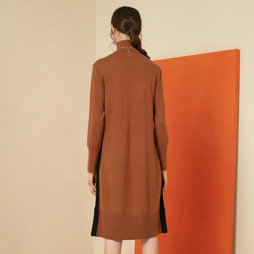 EITIE爱特爱秋冬时尚高领条纹针织打底衫女中长款6001715 商品图3