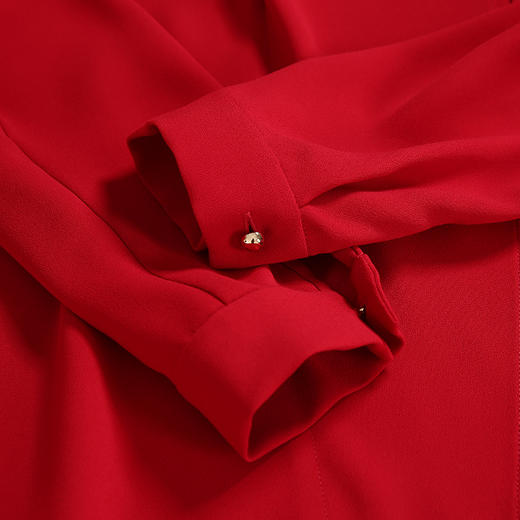 EITIE爱特爱女装秋季新款红色通勤衬衫长袖上衣女 6009709 商品图3