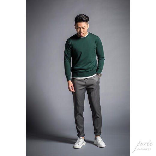 #1989 Ultra-light Superfine Basic Sweater 超轻精纺基础男款 翡翠绿/绅士灰 商品图1
