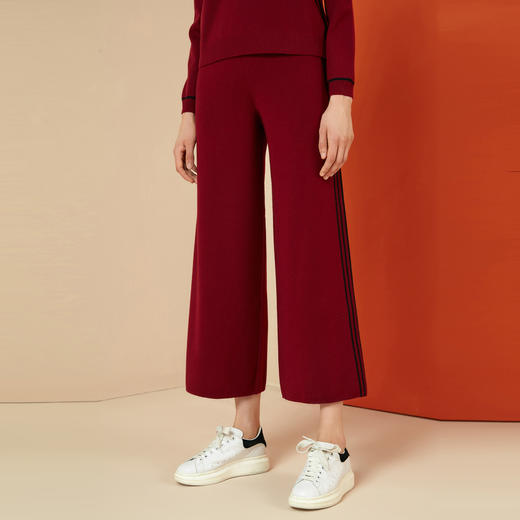 EITIE爱特爱秋冬慵懒风舒适保暖条纹直筒阔腿休闲裤女裤6001718 商品图2