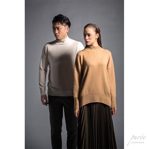 #1990 Half-neck Men’s Sweater 半高领男款毛衣 黑色/亚麻白 商品图7