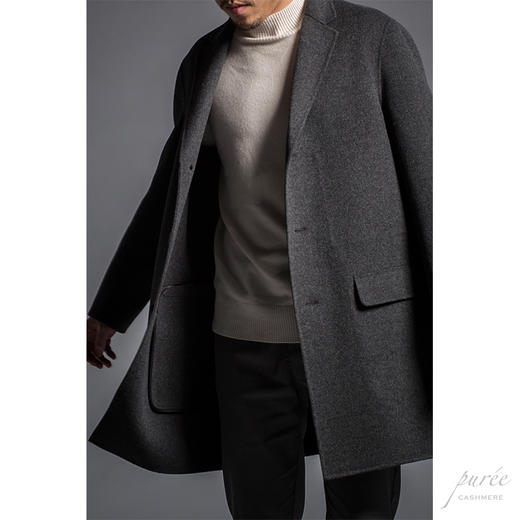 #HOMME-3 Pocket Details Coat 单排极简翻盖袋大衣(内含胸口袋) 烟灰色 商品图3