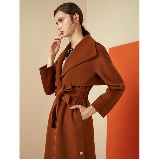 无货下架-EITIE爱特爱女装秋冬时尚斗篷中长收腰羊毛呢大衣双面呢6014718 商品图1