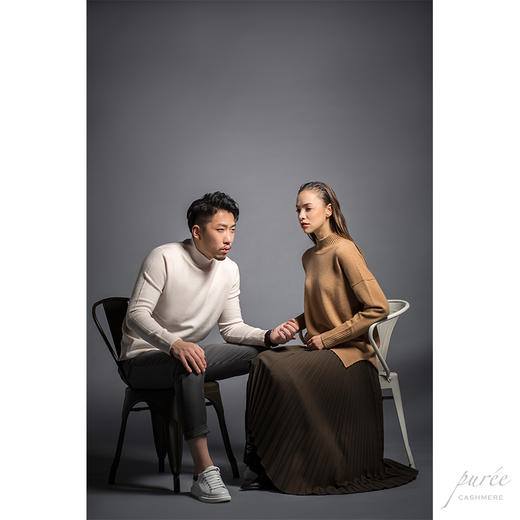 #1990 Half-neck Men’s Sweater 半高领男款毛衣 黑色/亚麻白 商品图6