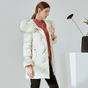 EITIE爱特爱冬季纯色洋气貉子大毛领连帽中长款羽绒服女6011708 商品缩略图2