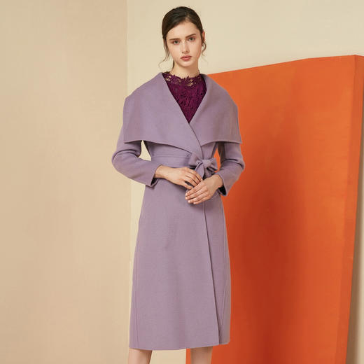 EITIE爱特爱女装冬季新款气质翻领显瘦纯羊毛大衣双面呢外套6014714 商品图1