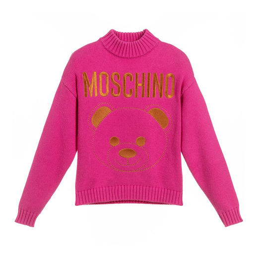 MOSCHINO 莫斯奇诺 儿童混纺刺绣小熊图案套头针织衫毛衣HDW01B LHE09 商品图0
