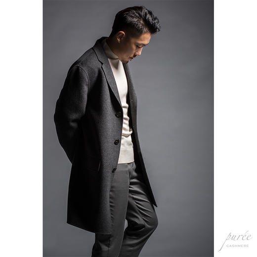 #HOMME-3 Pocket Details Coat 单排极简翻盖袋大衣(内含胸口袋) 烟灰色 商品图1