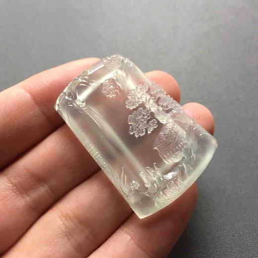 玻璃种翡翠手工精雕山水牌 商品图6