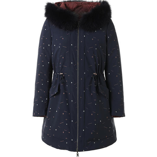 乔万尼白鸭绒休闲宽松双面羽绒服冬季连帽保暖外套女EN4T746 商品图4