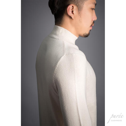 #1990 Half-neck Men’s Sweater 半高领男款毛衣 黑色/亚麻白 商品图10