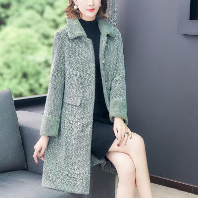 AHM 056  2019新款中年妈妈秋冬装水貂绒大衣秋装阔太太女装毛呢外套 商品图1