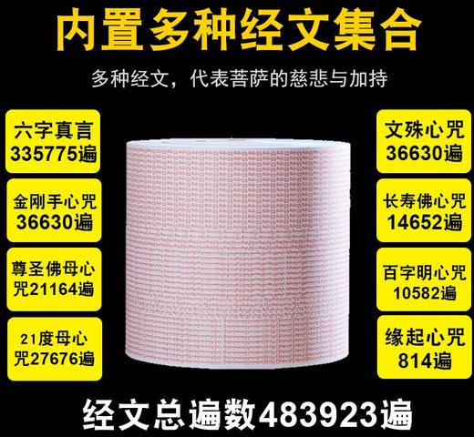 德田福顺宝手拉款转经筒经轮观音文殊百字明等48万遍佛堂摆件 商品图4