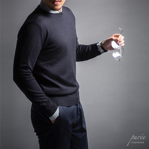 #1989 Ultra-light Superfine Basic Sweater 超轻精纺基础男款 午夜藏蓝/深酒红 商品图3