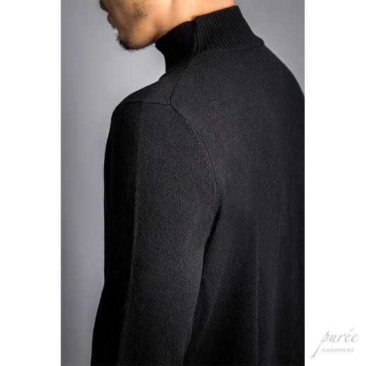 #1990 Half-neck Men’s Sweater 半高领男款毛衣 黑色/亚麻白 商品图3