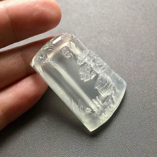 玻璃种翡翠手工精雕山水牌 商品图7