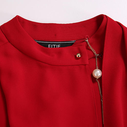 EITIE爱特爱女装秋季新款红色通勤衬衫长袖上衣女 6009709 商品图1