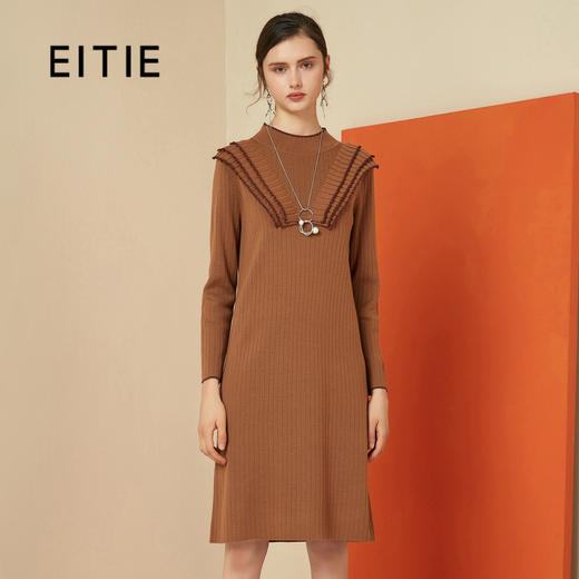 EITIE爱特爱秋冬甜美洋气宽松中长款打底针织衫女套头6001724 商品图0
