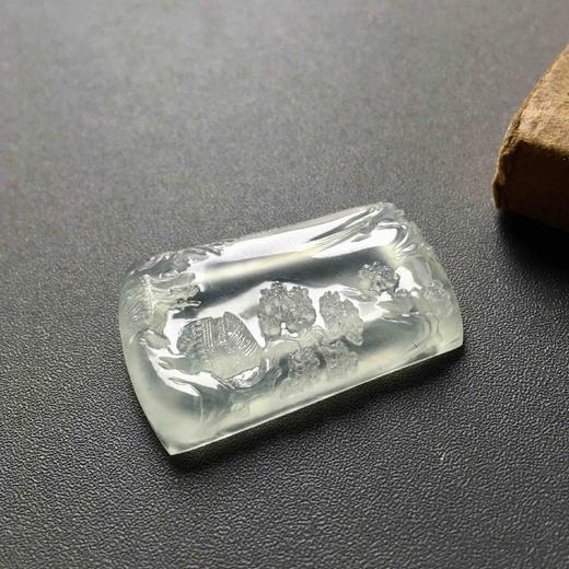 玻璃种翡翠手工精雕山水牌 商品图3