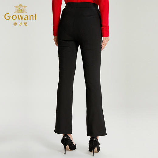 乔万尼冬季裤子黑色高腰修身显瘦气质时尚微喇长裤EN4F840 商品图3