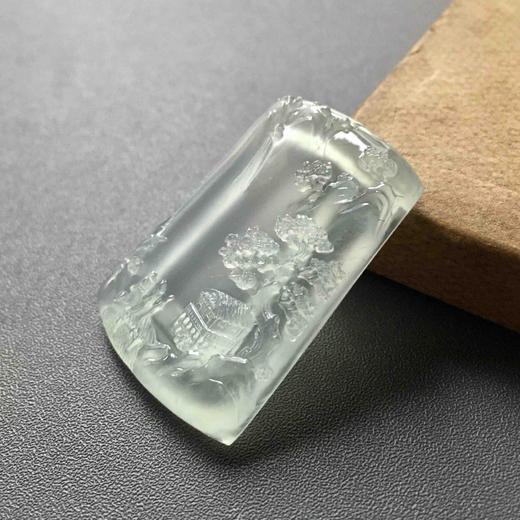 玻璃种翡翠手工精雕山水牌 商品图2