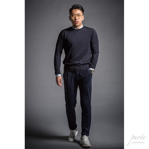 #1989 Ultra-light Superfine Basic Sweater 超轻精纺基础男款 午夜藏蓝/深酒红 商品图1