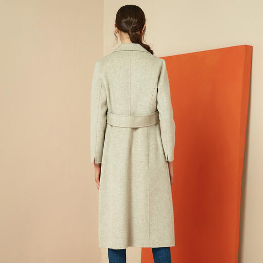 EITIE爱特爱女装冬季气质翻领长款羊毛呢外套双面呢大衣6014704 商品图3