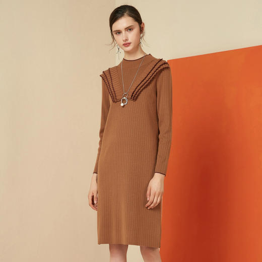 EITIE爱特爱秋冬甜美洋气宽松中长款打底针织衫女套头6001724 商品图1