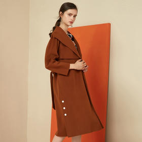 无货下架-EITIE爱特爱女装秋冬时尚斗篷中长收腰羊毛呢大衣双面呢6014718