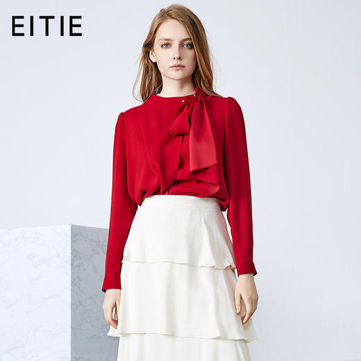 EITIE爱特爱女装秋季新款红色通勤衬衫长袖上衣女 6009709 商品图0