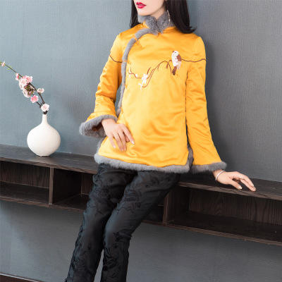 QZ-18614秋冬新款中式刺绣花鸟唐装旗袍过新年棉服棉袄外套 商品图3
