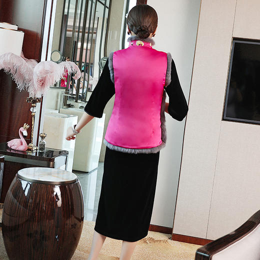 YFN-19233秋冬新款中国风时尚旗袍马甲背心中式复古唐装汉服小上衣棉袄 商品图3