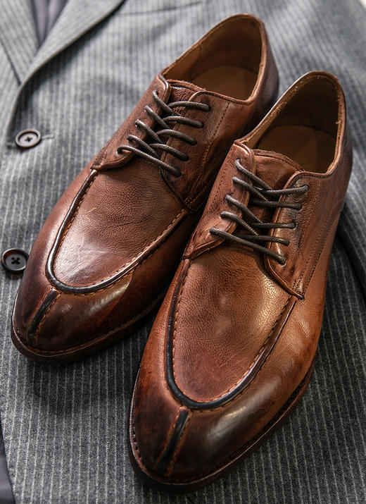 2021底5折不退换ths全手工擦色意大利牛皮水洗工艺系带皮鞋两色可选qz