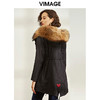 VIMAGE纬漫纪冬季大气貉子毛领保暖兔毛里派克服大衣女V1093604 商品缩略图3