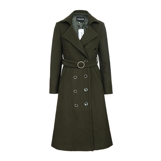 VIMAGE纬漫纪秋冬新款帅气英伦风双排扣大衣中长款女外套V1014603 商品图3