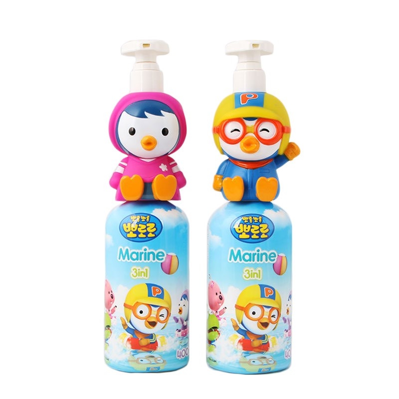 韩国进口Pororo啵乐乐海洋精华洗发护发沐浴露三合一400ML 啵乐乐/佩蒂随机JPY带授权招加盟代理