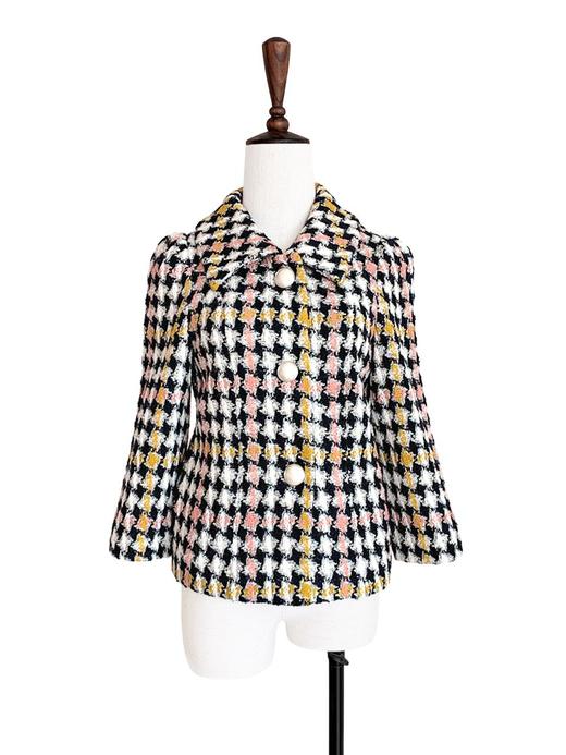 TYNVIE 小翻领复古短外套 - 格纹 商品图1