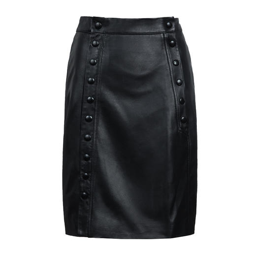 VIMAGE纬漫纪秋冬时尚纽扣装饰机车小皮裙A字短裙半身裙V1293807 商品图3