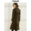 VIMAGE纬漫纪秋冬新款帅气英伦风双排扣大衣中长款女外套V1014603 商品缩略图2