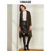 VIMAGE纬漫纪秋冬新款帅气英伦风双排扣大衣中长款女外套V1014603 商品缩略图0