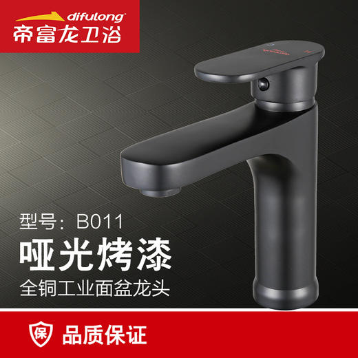 帝富龙 黑 全铜烤漆面盆龙头 B011 黑 商品图0