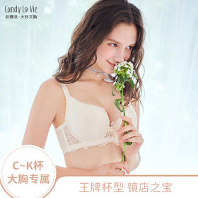 【旧款已下架详情页跳转新款告白2】奶糖派花舞粉色、蓝色刺绣款大罩杯内衣