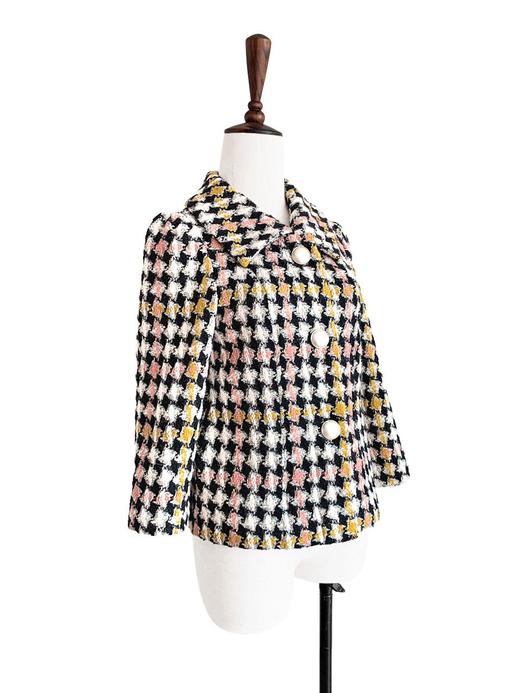 TYNVIE 小翻领复古短外套 - 格纹 商品图2