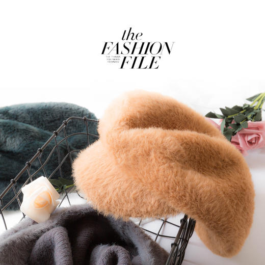 貂毛鸭舌帽八角帽海军帽子女秋冬季南瓜帽网红新款复古百搭帽子七夕情人节 商品图1