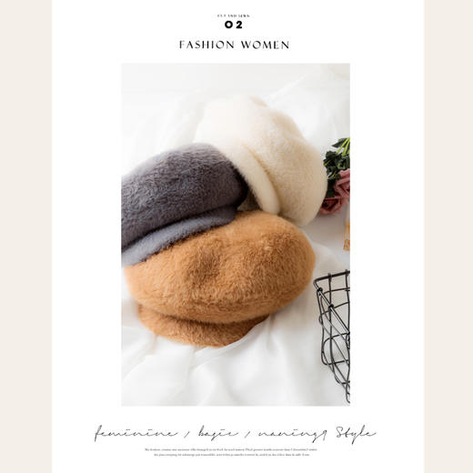 貂毛鸭舌帽八角帽海军帽子女秋冬季南瓜帽网红新款复古百搭帽子七夕情人节 商品图0