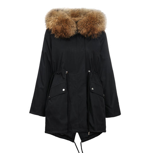 VIMAGE纬漫纪冬季大气貉子毛领保暖兔毛里派克服大衣女V1093604 商品图4