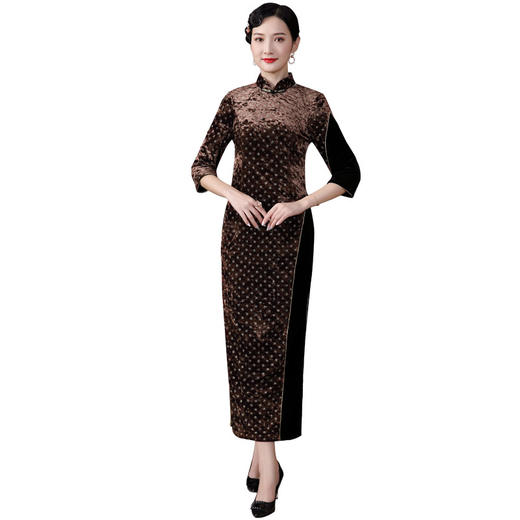 DLQ-A2196秋冬新款高端祺旗袍中国风女复古优雅中袖旗袍 商品图0
