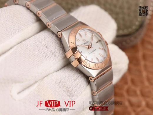 8848F欧米茄星座系列，表径24mm，搭载原版欧米茄1376专用机芯，字面采用一级珍珠贝母和南非真钻制成，表带18K金盾牌，女士腕表，精钢表带，自动机械机芯 商品图5