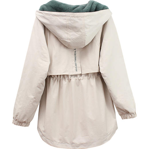 TZW-加绒加厚外套女秋冬百搭休闲短款宽松风衣 商品图3